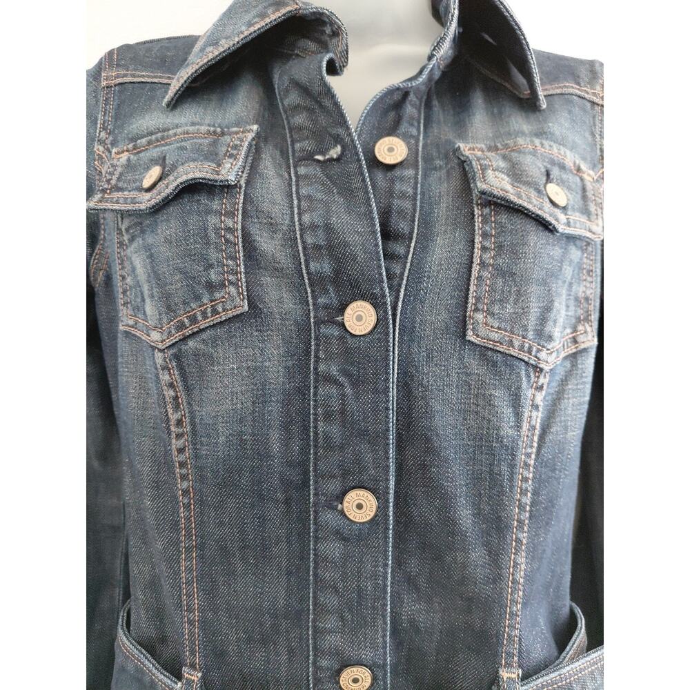 7 For All Mankind Jean Dress SMALL Mini Button Up Denim RARE Countryside Belted - Picture 3 of 16